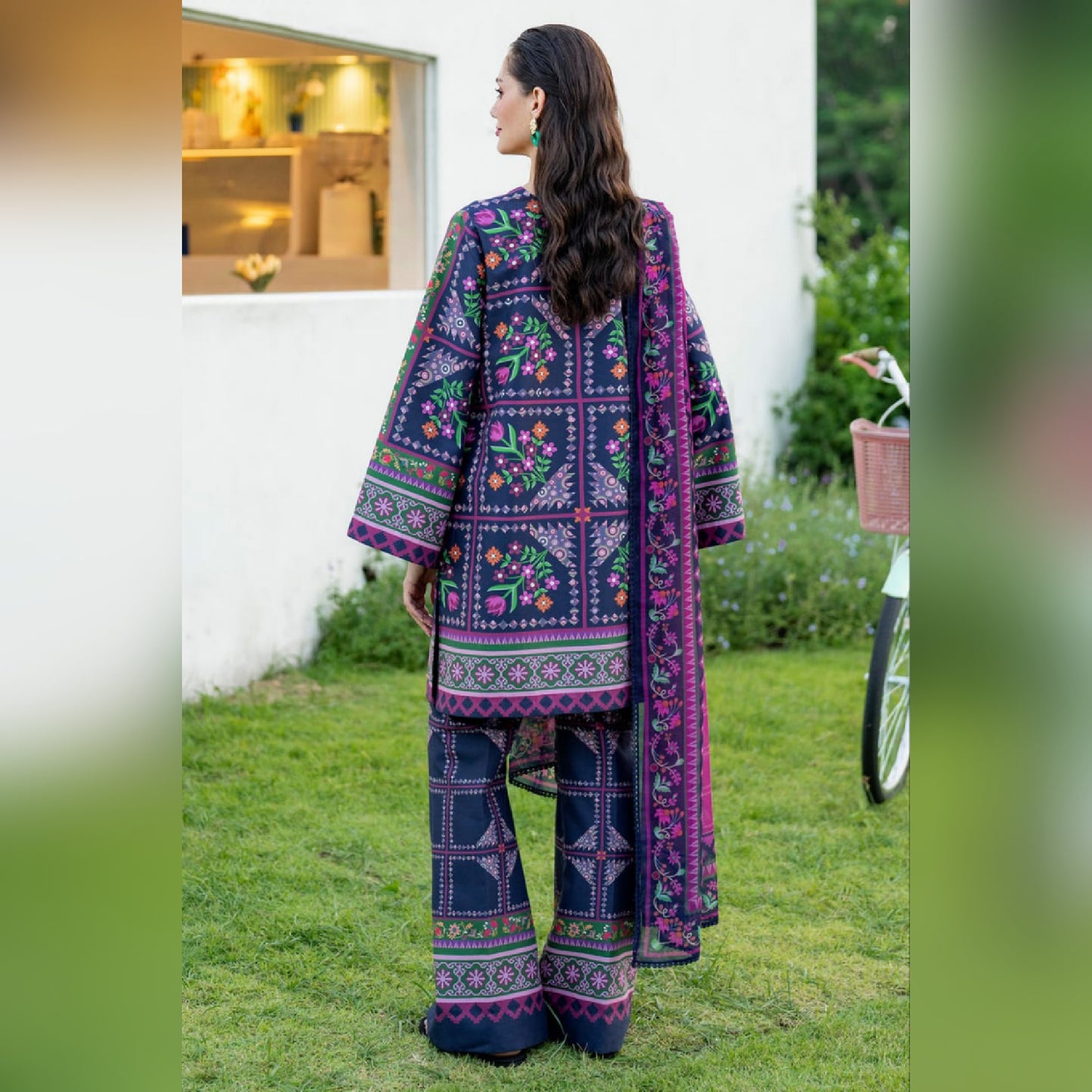 Jazmin Purple Silk Digital Print 3piece Unstitched