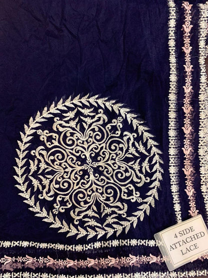 Zainab Fawad Zuri Blue Organza Embroidery 3piece Unstitched