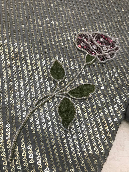 Nureh Grey Formal Collection Luxury Chiffon Embroidery 3piece Unstitched