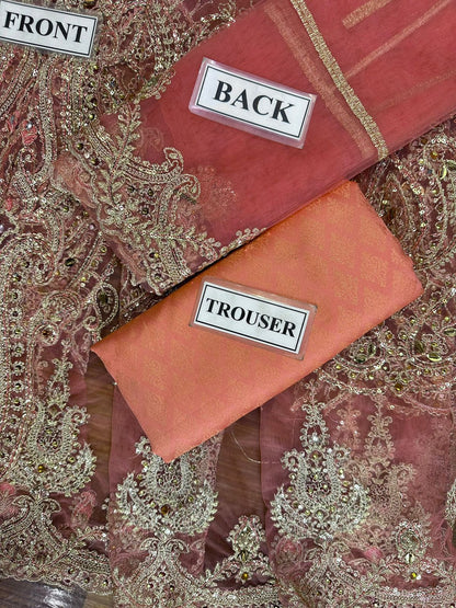 Maryam N Maria Rust Wedding Collection Soft Net Maxi