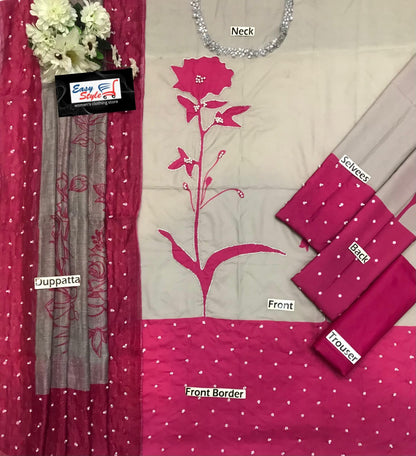 Lulusar Pink Swiss Lawn Embroidery 3piece Unstitched Dress