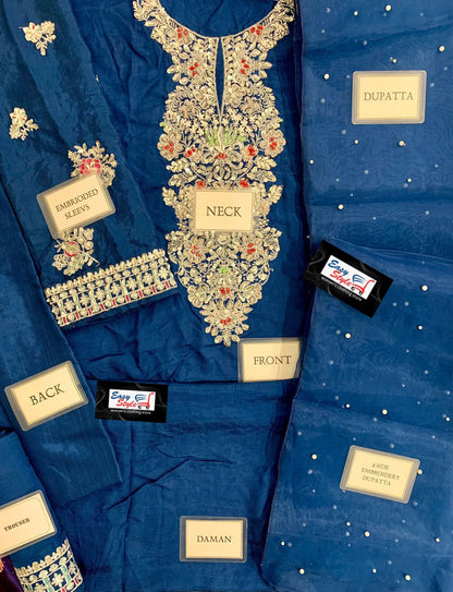 Hussain Rehar Raw Silk Luxury Collection 3 Pieces Unstitched