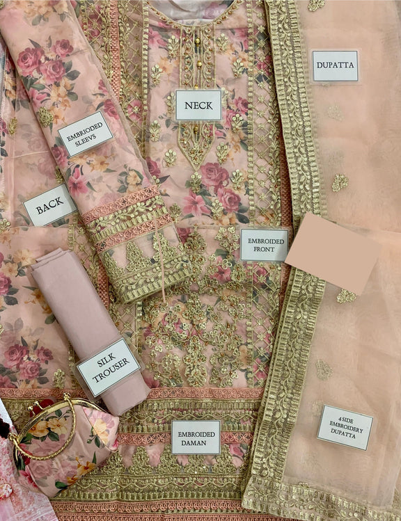 BINT-E-NOOR Light Pink Sami Stitched Formal Collection 3Piece