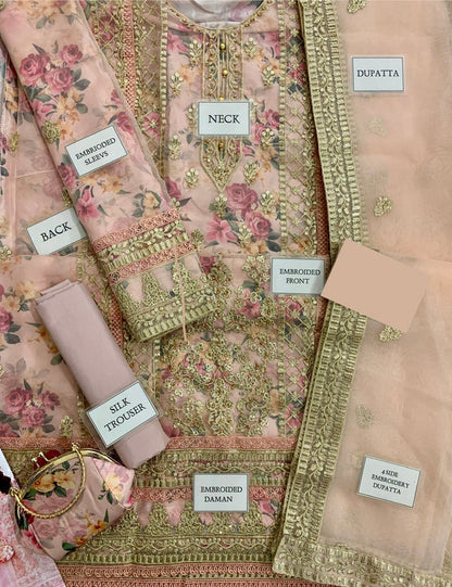 BINT-E-NOOR Light Pink Sami Stitched Formal Collection 3Piece