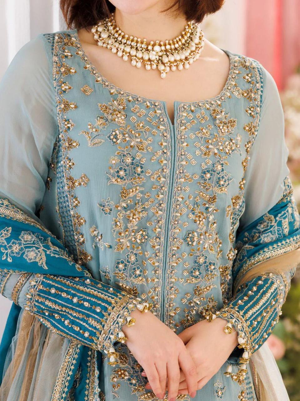Charizma MF-CZ Embroidered Chiffon With Net Dupatta Unstitched 3 Piece