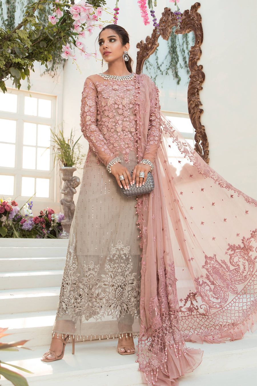 Maria B MF-MB Premium Chiffon Unstitched 3 Piece Suit With Emb Chiffon Dupatta And Inner 2026