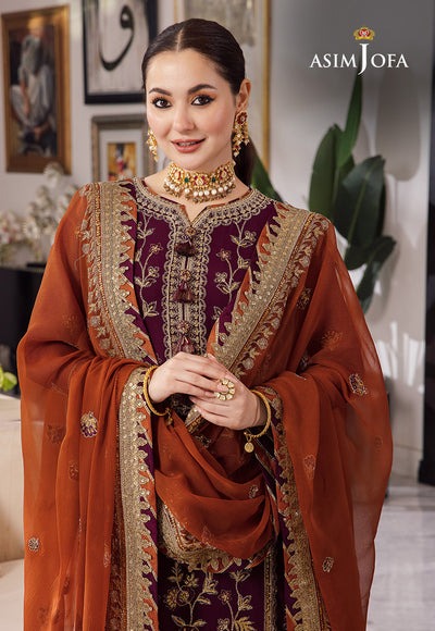 A.J Chiffon Maroon Embroidery 3Piece Unstitched