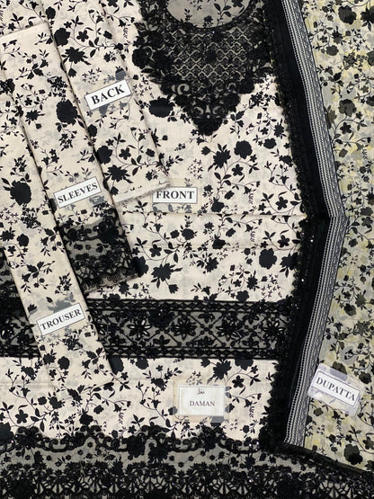 Aneela.s Black Skin Lawn Embroidery Summer Collection 3PIece Unstitched