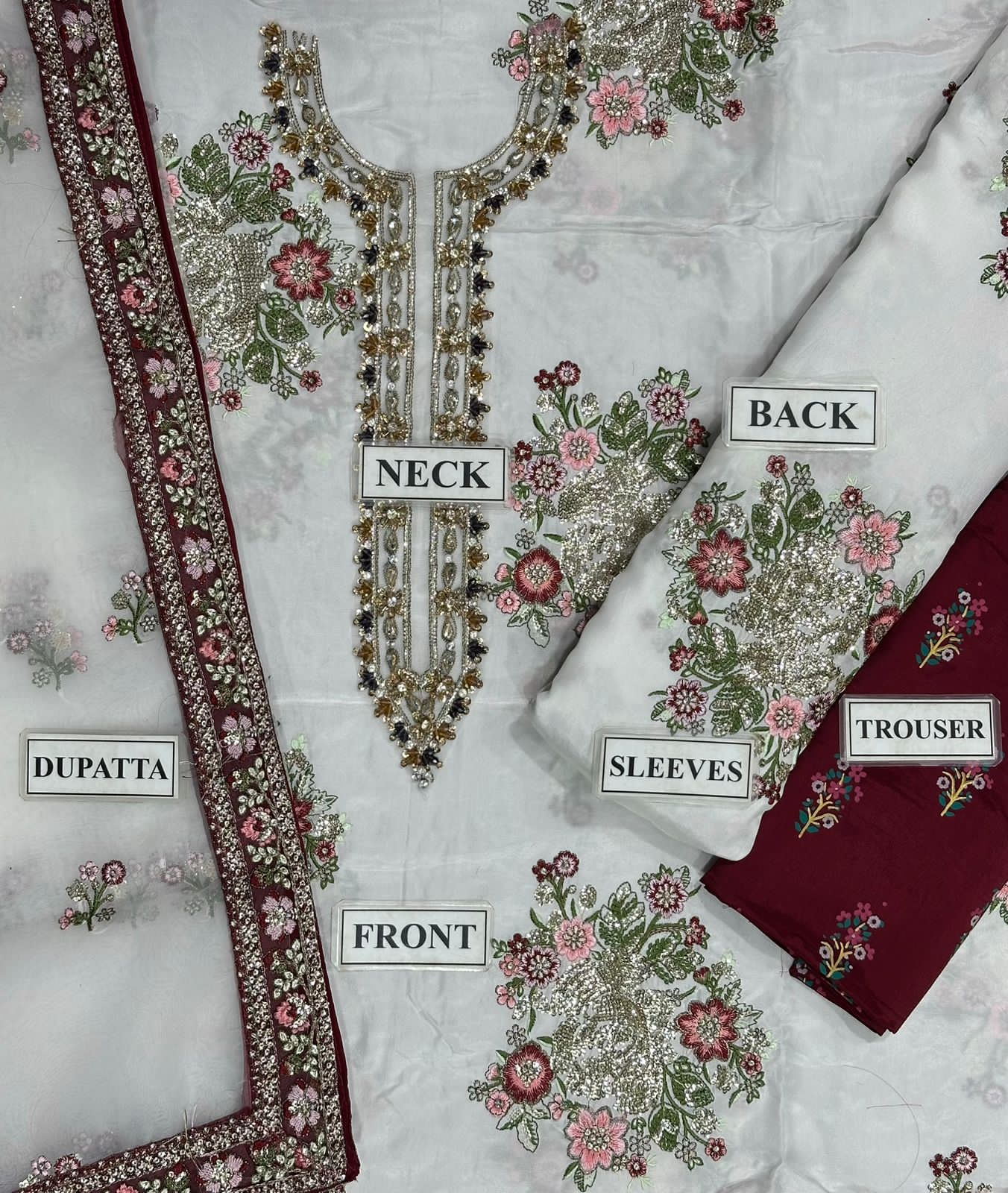 Ethnic Raw Silk off White Embroidery Formal Collection 3piece Unstitched