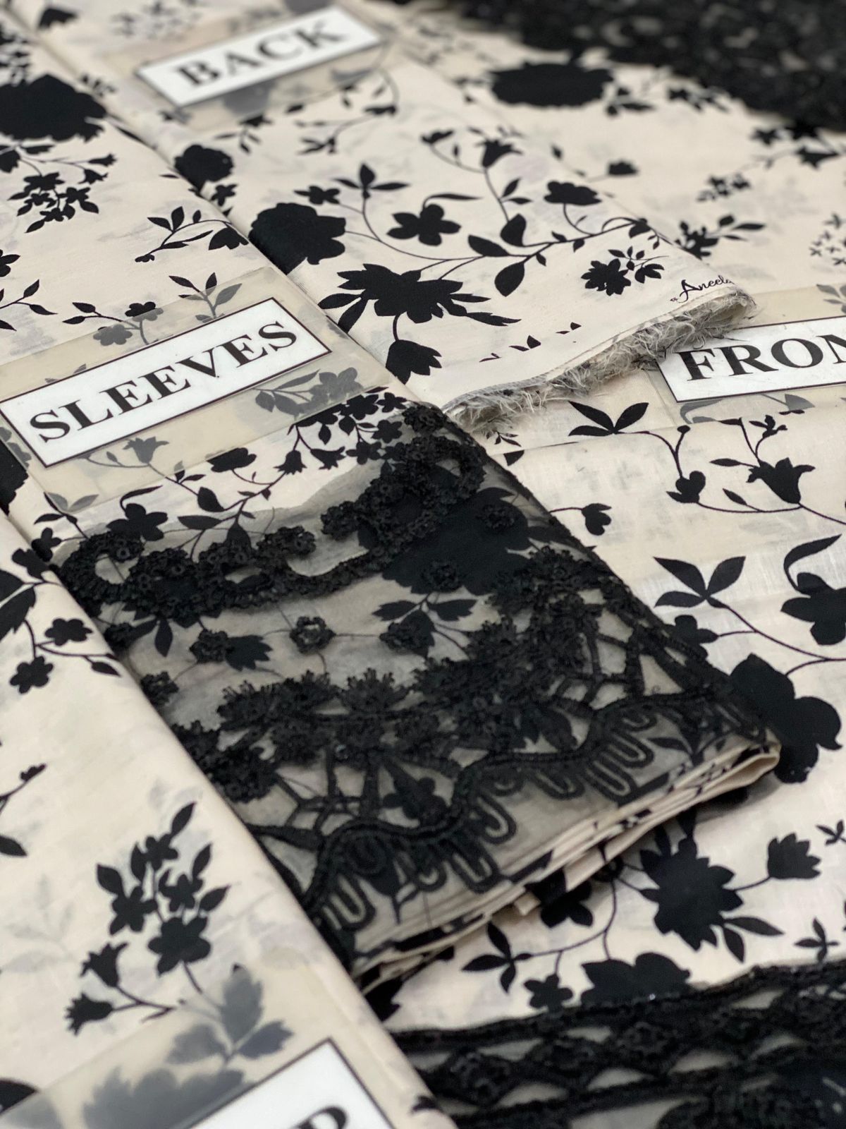 Aneela.s Black Skin Lawn Embroidery Summer Collection 3PIece Unstitched