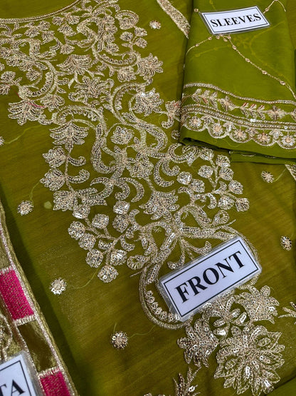 A.J Green Forrmal Collection Semi Pure Chiffon Embroidery 3piece Unstitched