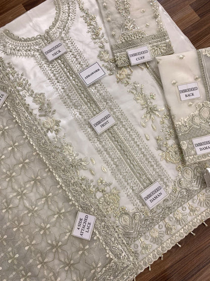 Afrozeh Dastangoi Unstitched Organza Embroidery 3piece Unstitched