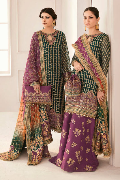 Baroque Chantelle Purple Embroidered Luxury Chiffon 3piece unstitched