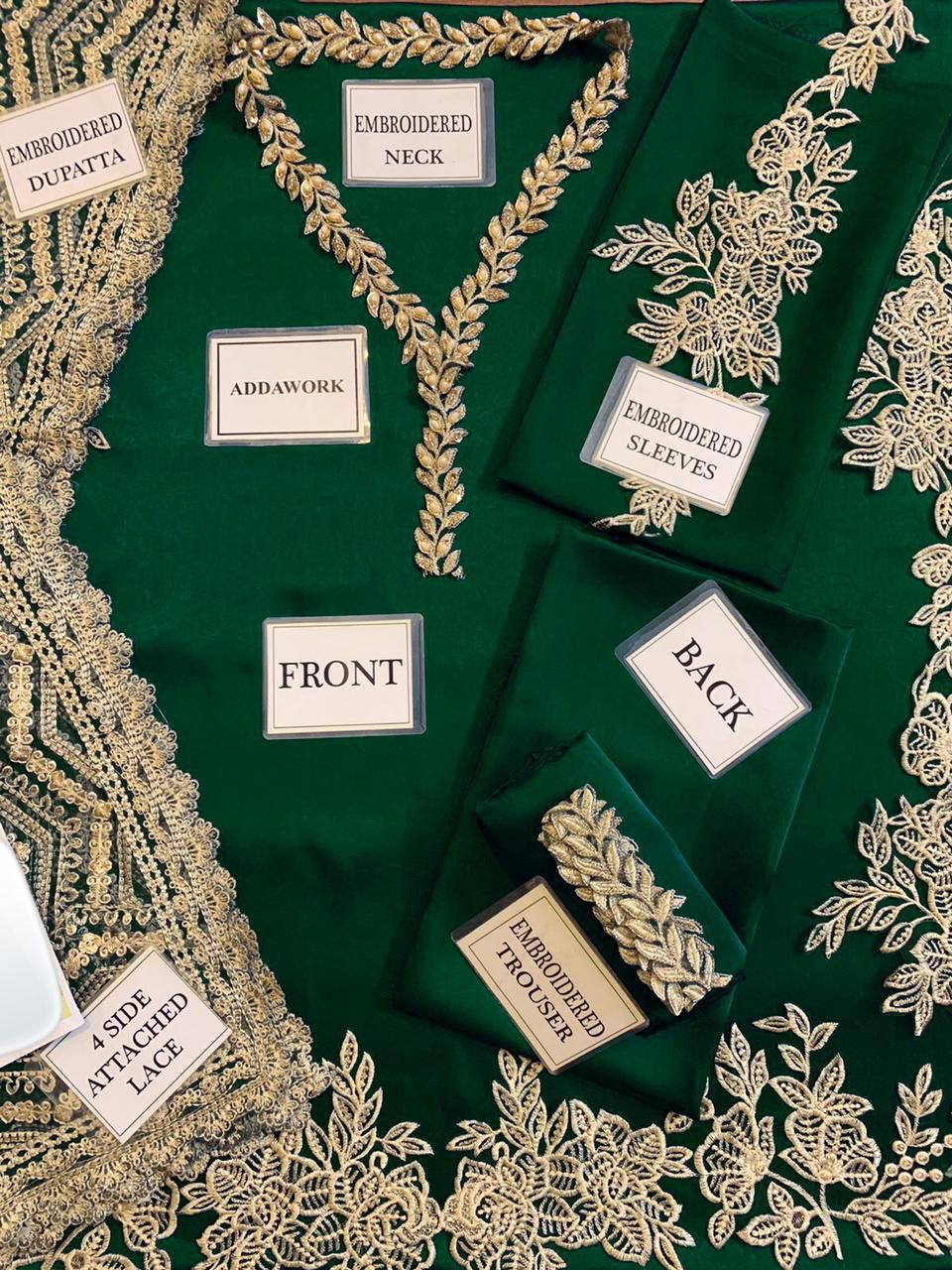 Zainab Chottani Zarsha Silk Green Embroidery Hand Work 3piece Unstitched