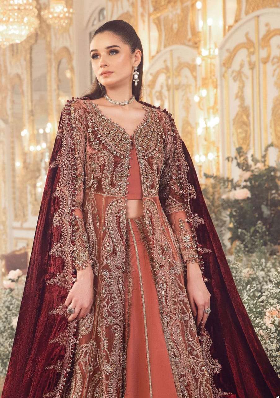 Maryam N Maria Rust Wedding Collection Soft Net Maxi