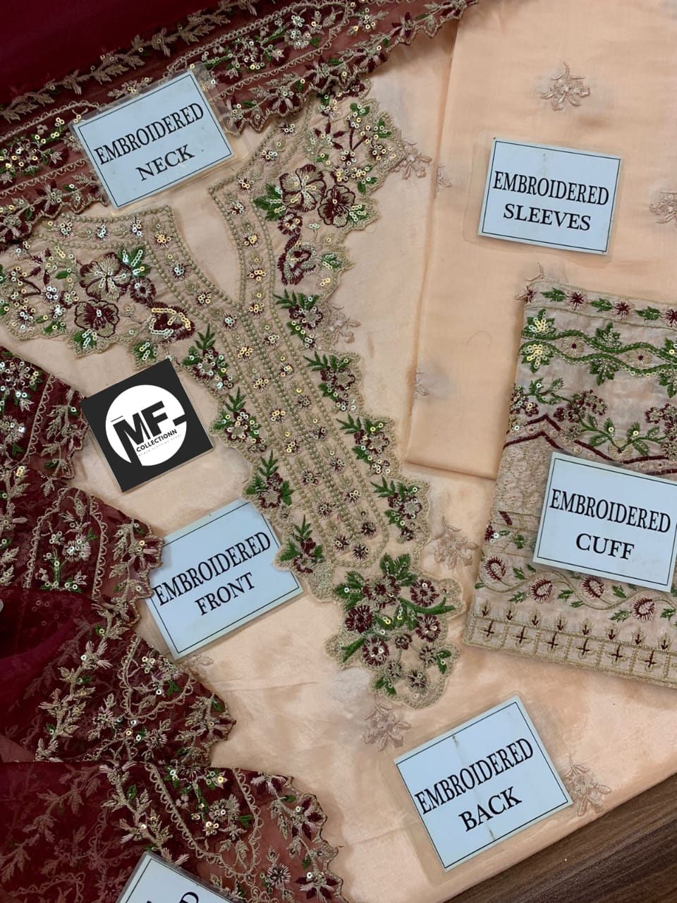 Sheenora Embroidered Tea Pink Luxury Cotton Silk 3Piece Unstitched