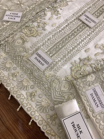 Afrozeh Dastangoi Unstitched Organza Embroidery 3piece Unstitched