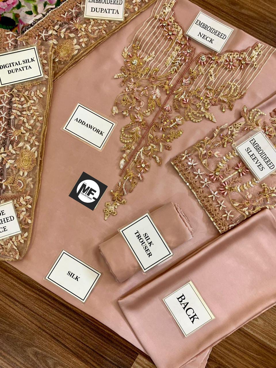 Azure Silk T Pink Hand Work Dress Party Wear Collection 3piece Unstitched